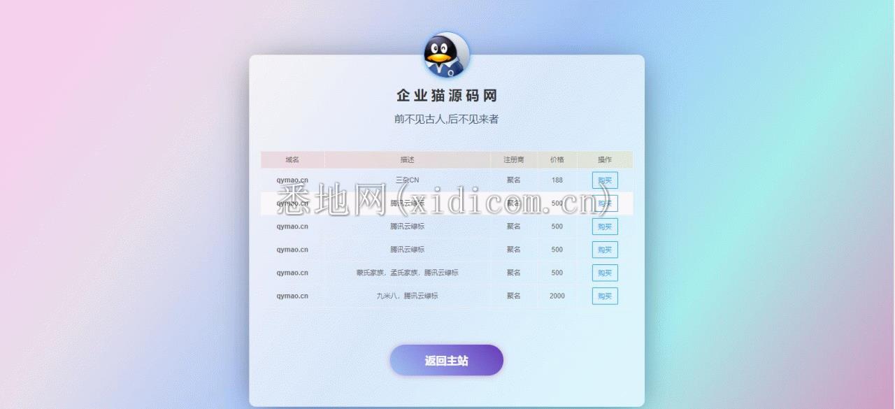 一款简约好看的域名出售单页源码